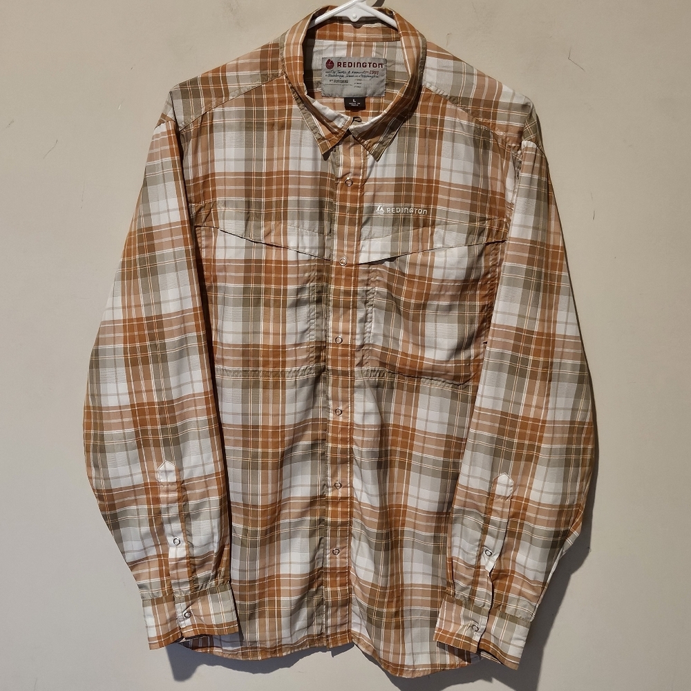 Redington Flyfishing  Snap Button Fishing Shirt - Orange - Size Large